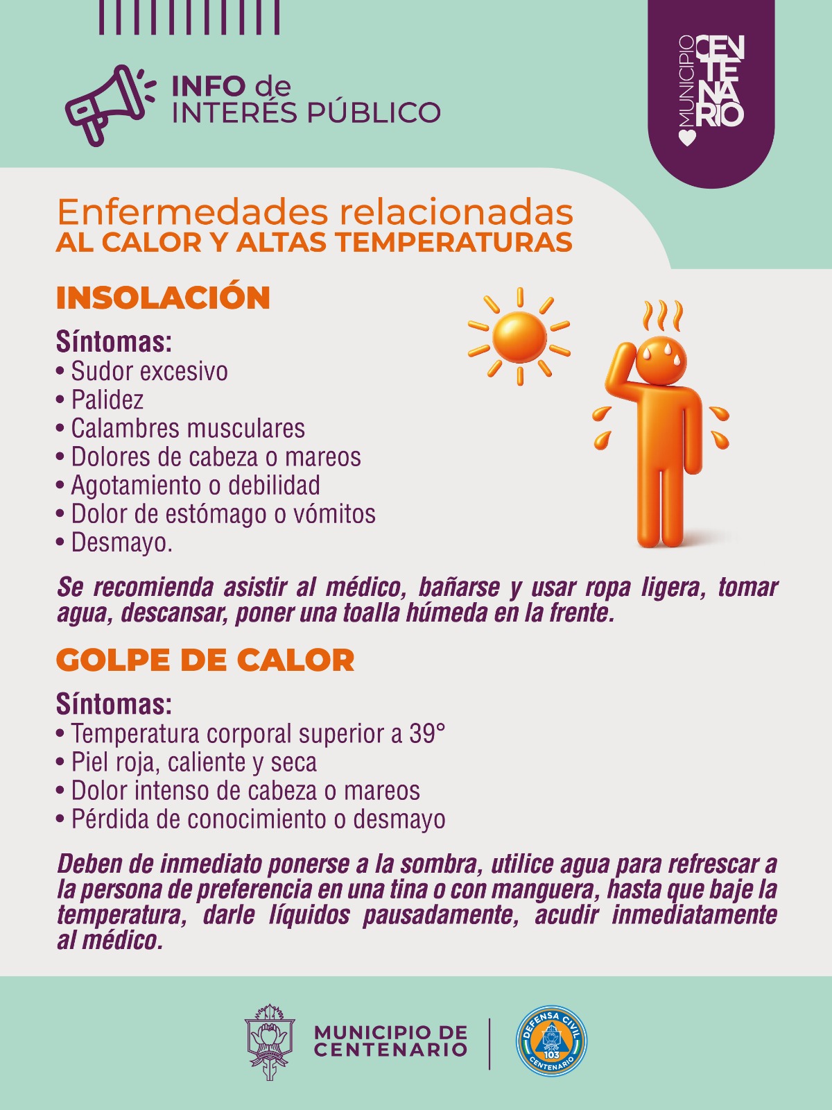 Imagen de RECOMENDACIONES PARA EVITAR GOLPES DE CALOR POR LAS ALTAS TEMPERATURAS