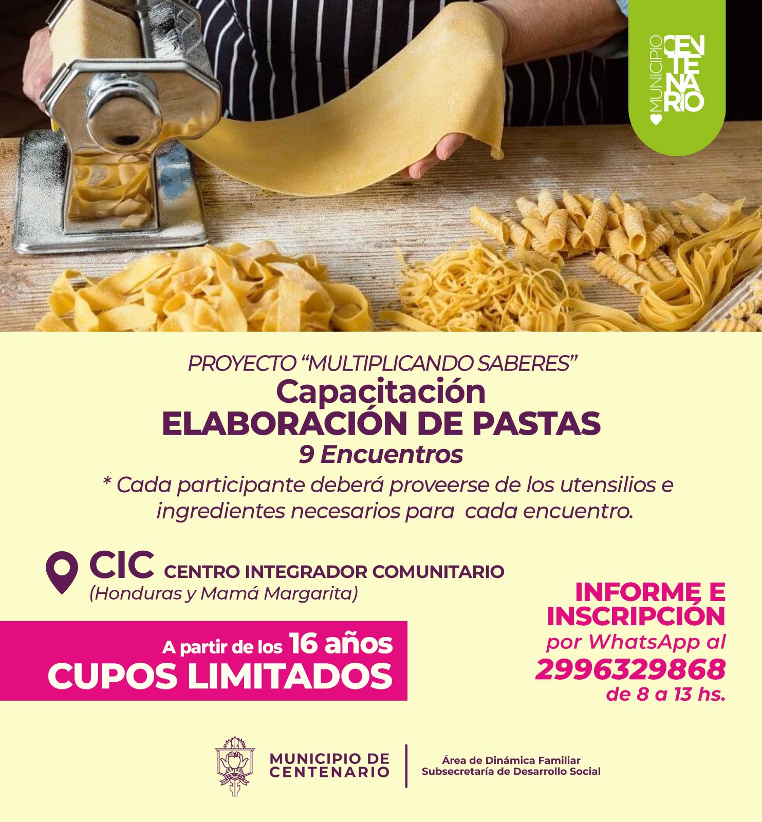 Imagen de “MULTIPLICANDO SABERES” OFRECE UNA CAPACITACIÓN EN ELABORACIÓN DE PASTAS