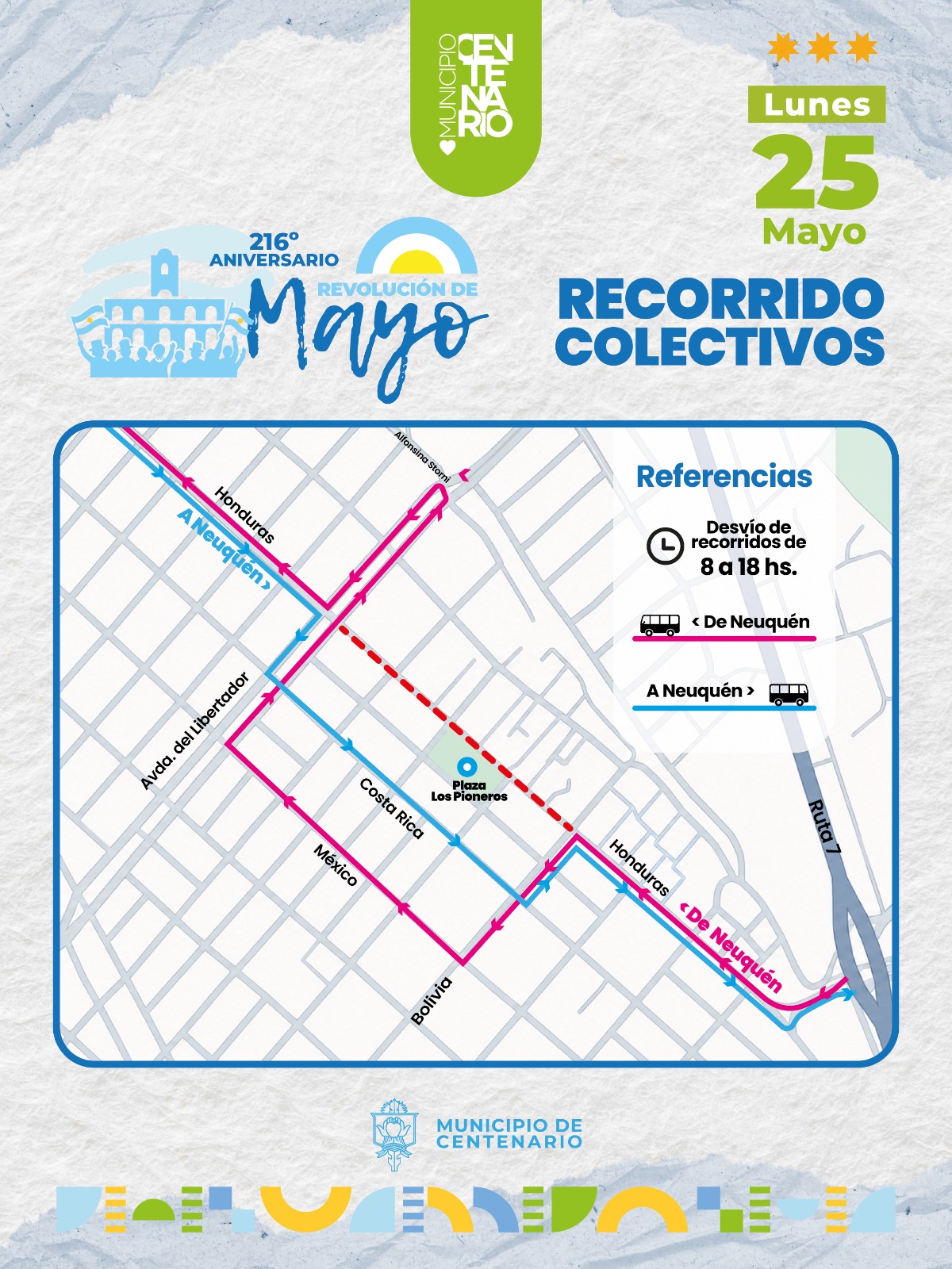 Imagen de POR EL ACTO DEL 25 DE MAYO HABRÁ DESVÍOS EN EL RECORRIDO DE LOS COLECTIVOS