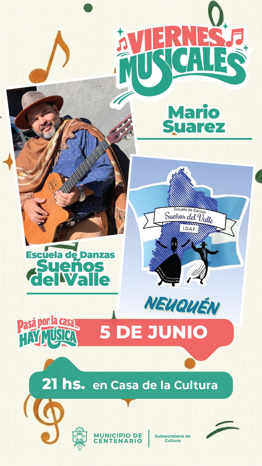 Imagen de MARIO "CATRIEL" SUÁREZ SE PRESENTARÁ EN LOS “VIERNES MUSICALES” EN LA CASA DE LA CULTURA