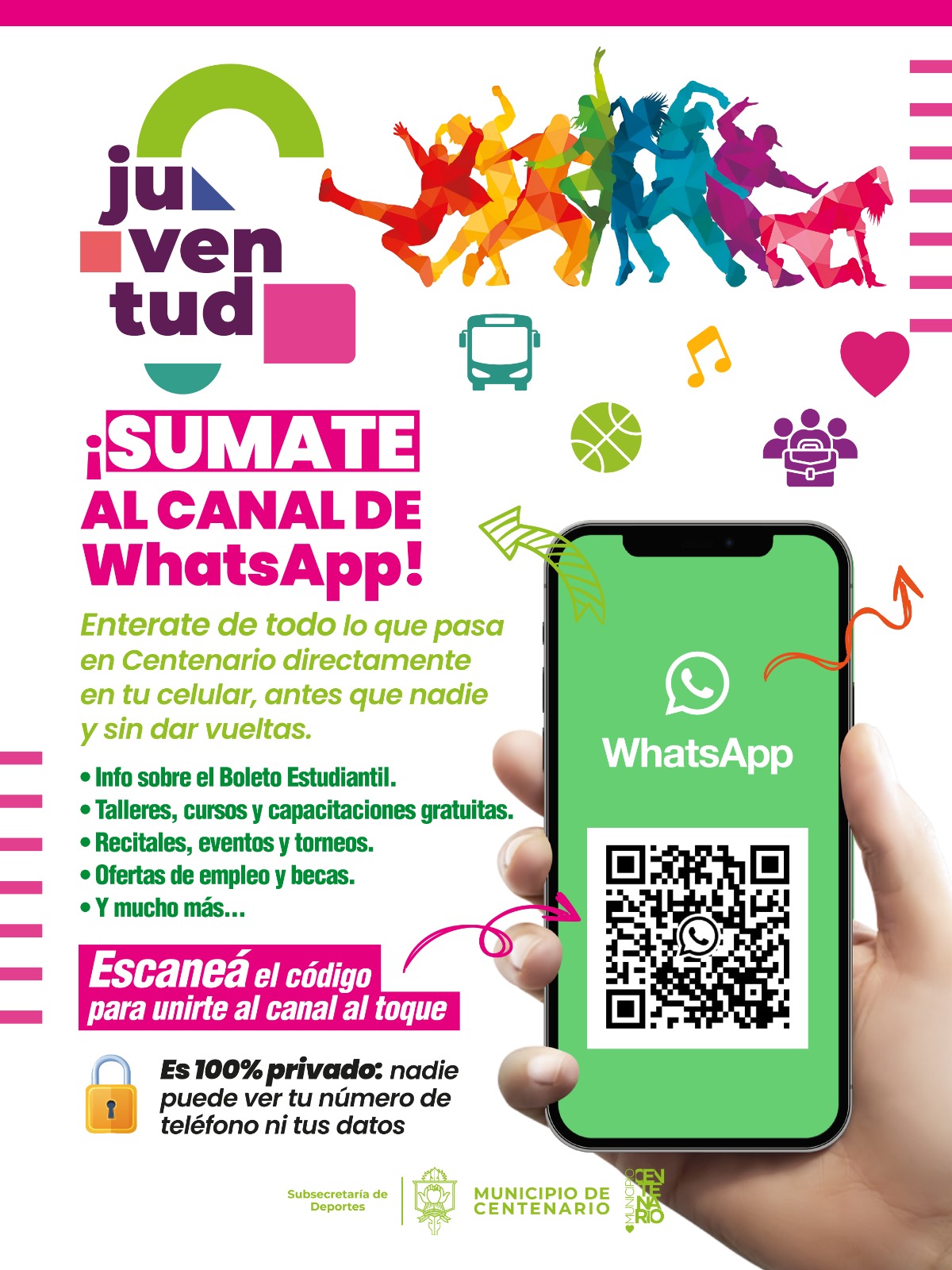 Imagen de JUVENTUD Y CULTURA TIENEN SU CANAL OFICIAL DE WHATSAPP PARA ACERCAR INFORMACIÓN Y BENEFICIOS 