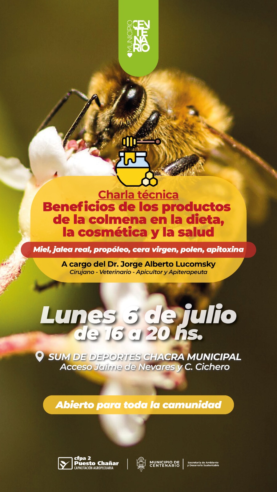 Imagen de CHARLA TÉCNICA SOBRE LOS BENEFICIOS DE LOS PRODUCTOS DE LA COLMENA