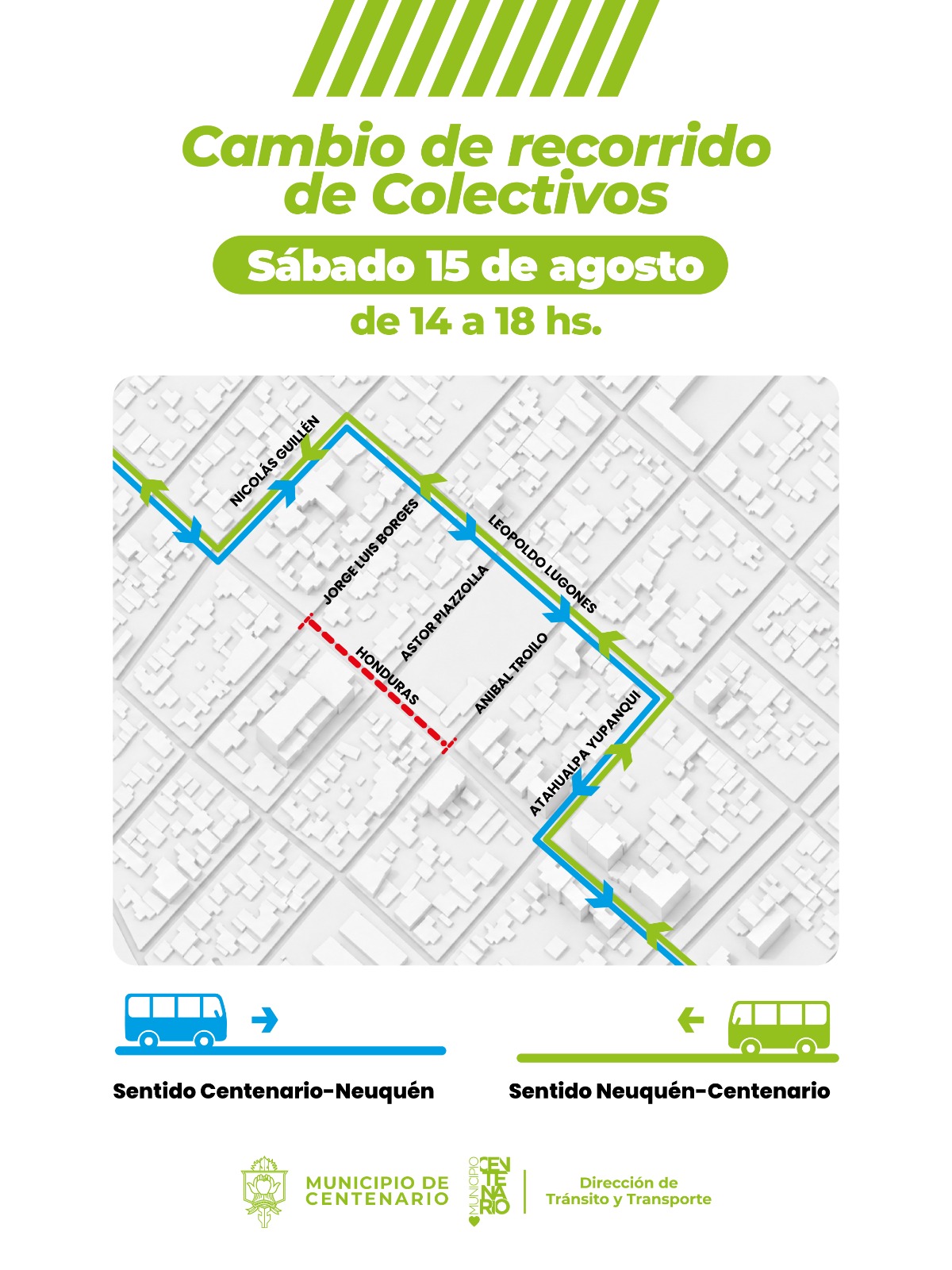 Imagen de TRANSPORTE PÚBLICO MODIFICARÁ TEMPORALMENTE SU RECORRIDO ESTE SÁBADO