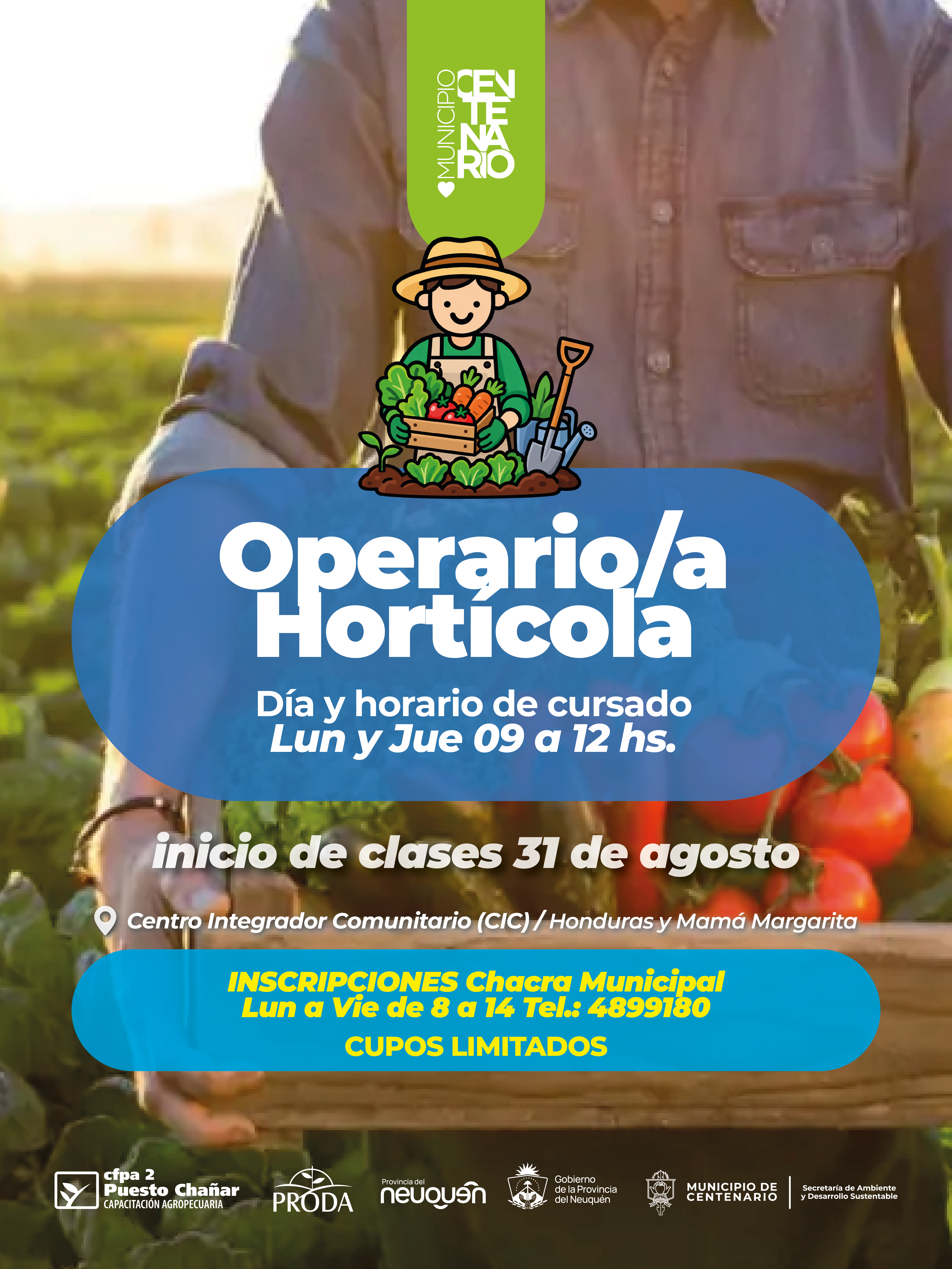 Imagen de CENTENARIO ABRE UNA NUEVA CAPACITACIÓN GRATUITA PARA FORMACIÓN DE OPERARIOS HORTÍCOLAS