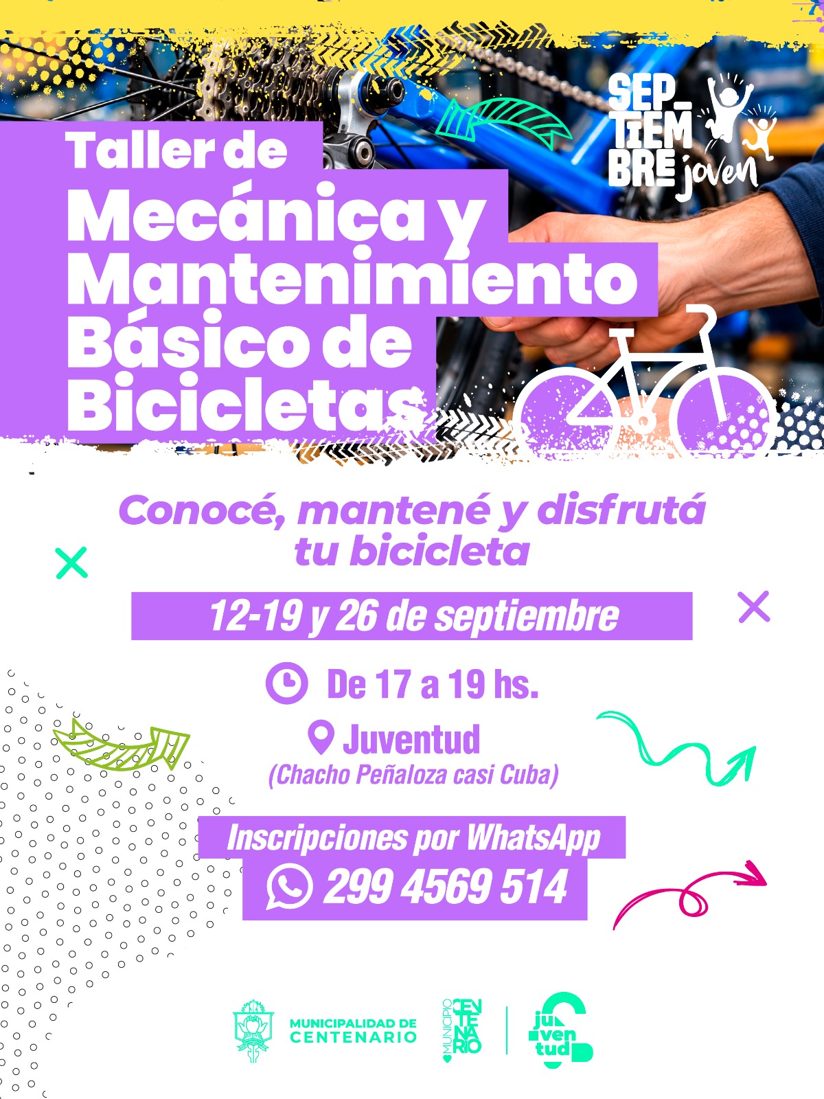 Imagen de SEPTIEMBRE JOVEN: INVITAN A PARTICIPAR DEL TALLER DE MECÁNICA Y MANTENIMIENTO BÁSICO DE BICICLETAS