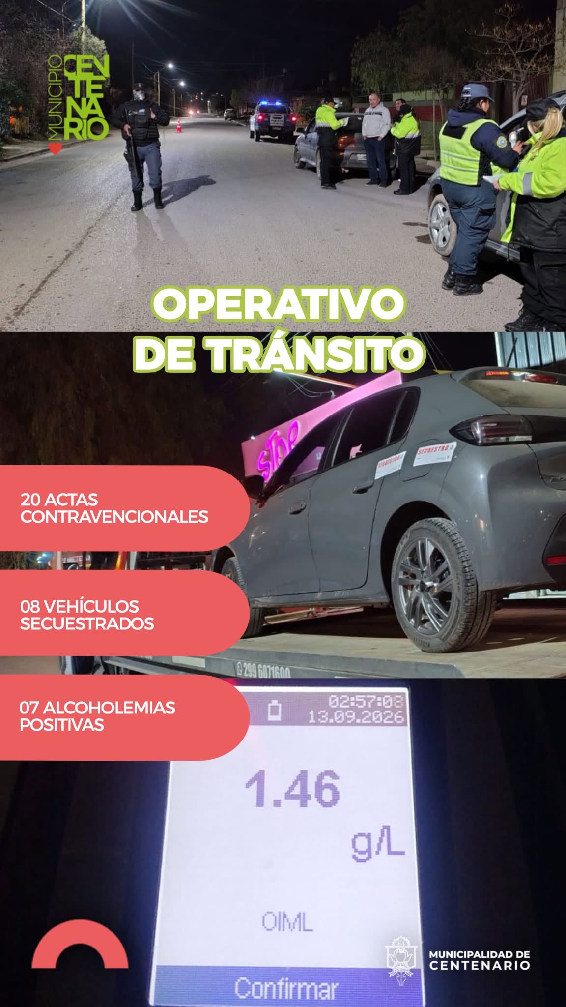 Imagen de NUEVO OPERATIVO PREVENTIVO DE TRÁNSITO EN CENTENARIO